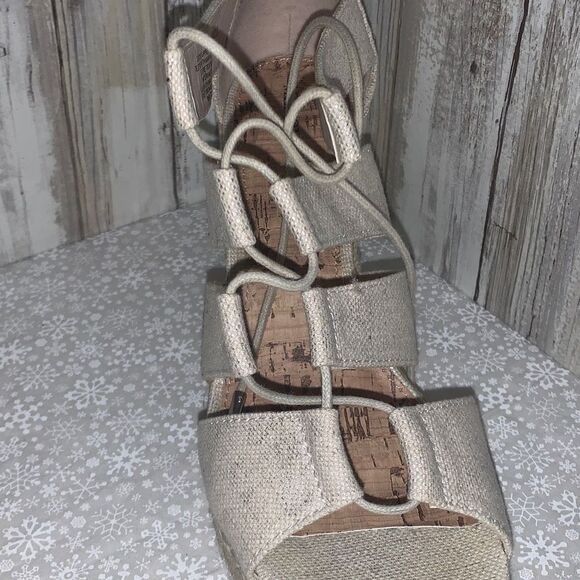 Merona Lace Up Espadrille Wedge Platform Sandals Size 9 - Picture 9 of 11